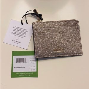 Kate spade gold sparkly card holder (NWT)